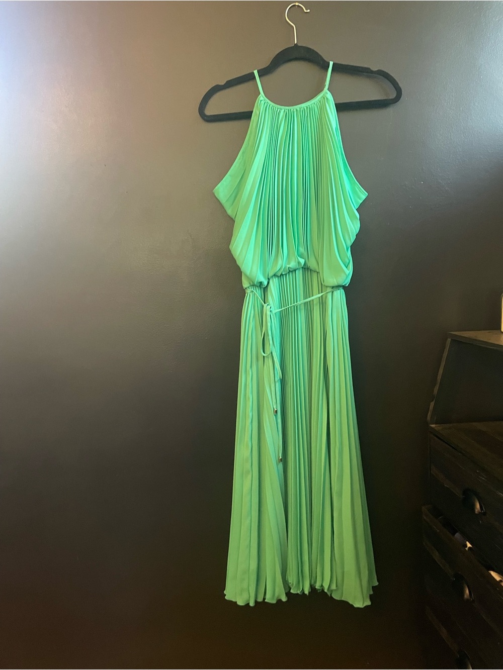 F&F Mint Green Pleated Halter Maxi Dress